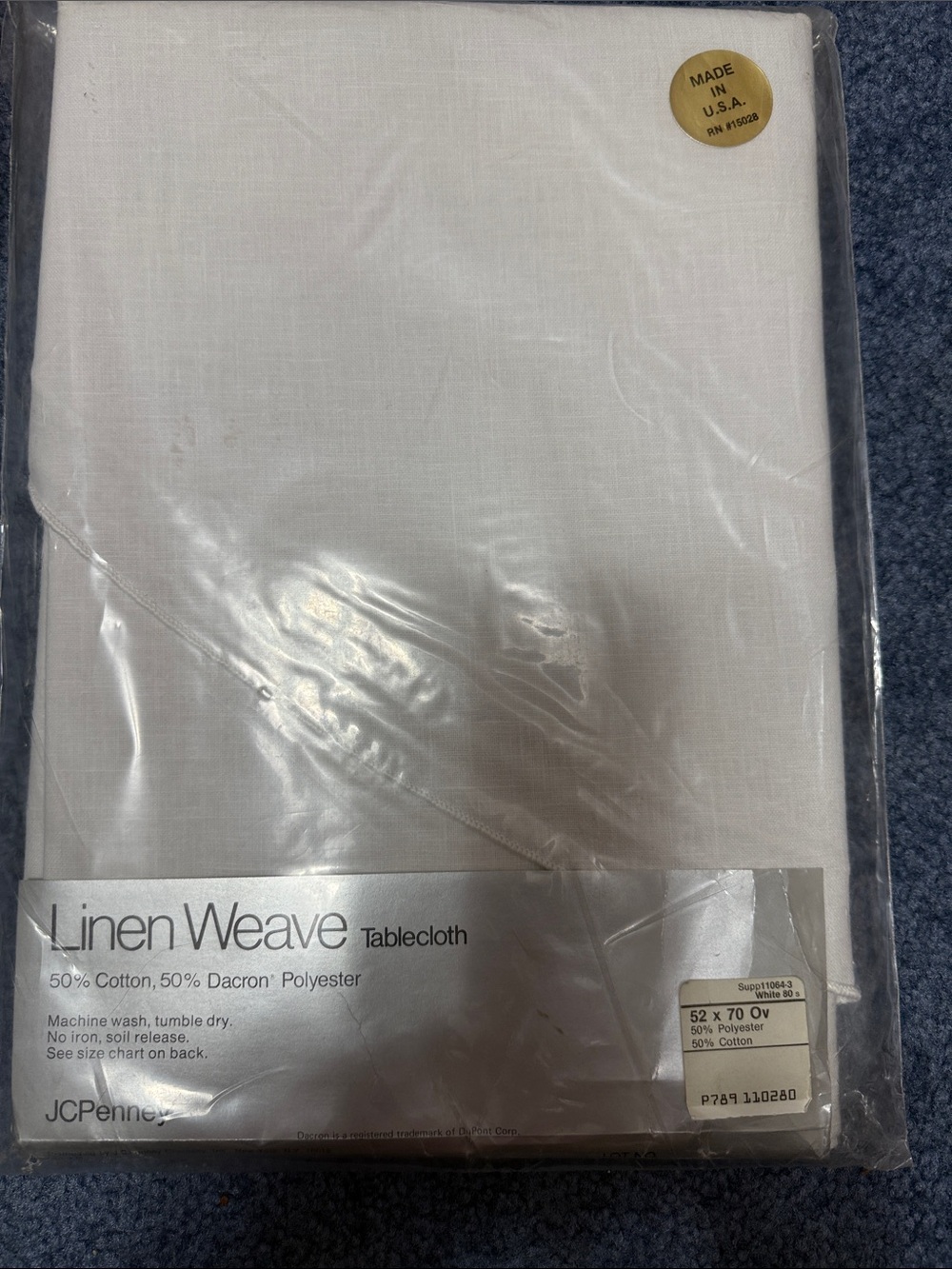 jcpenney White Linen-Weave Tablecloth 52X70 OV